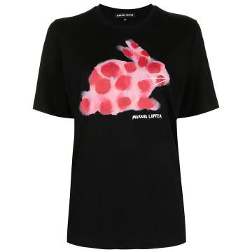水彩效果兔子logo T恤