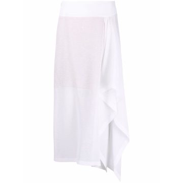 draped-detail linen skirt