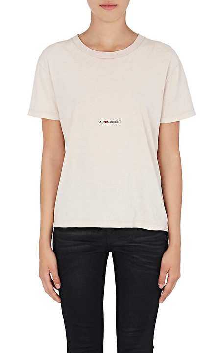 "Saint Laurent" Distressed Cotton T-Shirt展示图