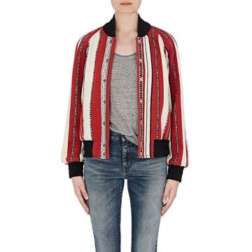 Baja-Striped Wool-Cotton Bomber Jacket