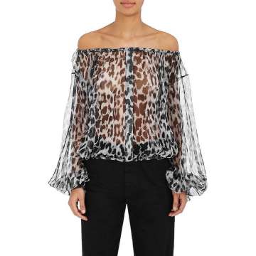 Leopard-Print Silk Blouse