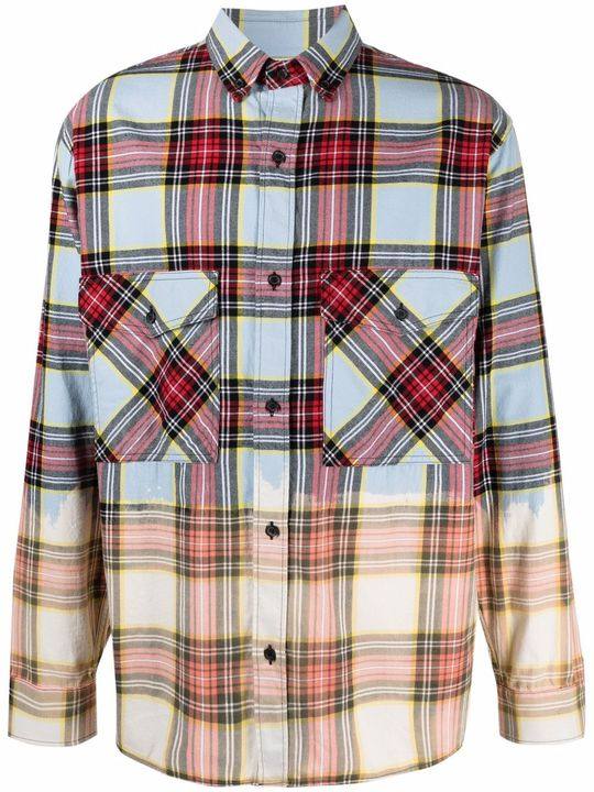 dyed-effect check shirt展示图