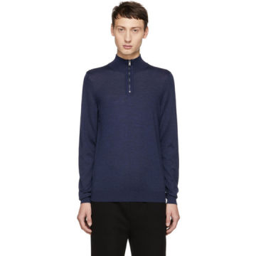 Blue Banello-P Zip Troyer Sweater