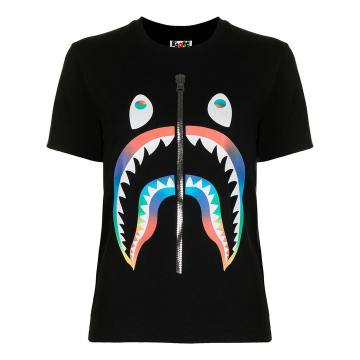 shark-print cotton T-shirt