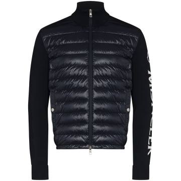 logo print quilted zipped jacket