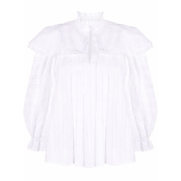 frill-trim long-sleeve blouse