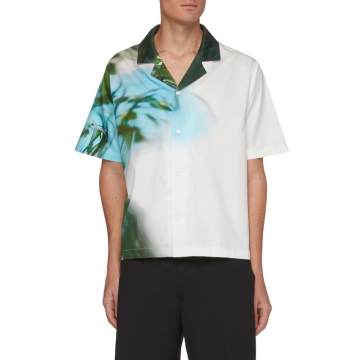 抽象植物图案短袖衬衫