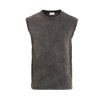 Distressed cotton-jersey tank top