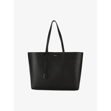 large black leather shopper tote bag