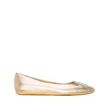 metallic Gancini ballerina shoes