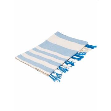 embroidered-slogan striped beach towel