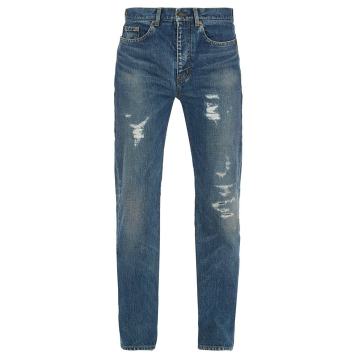 Distressed relaxed-fit jeans