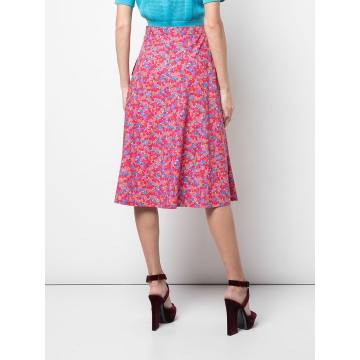floral print pocketed midi skirt