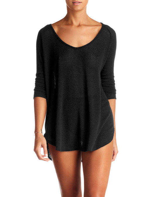 Drifter Beach Sweater Coverup, Black展示图
