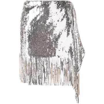 fringed sequin-embellished mini skirt