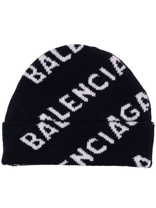 logo-embroidered beanie hat展示图