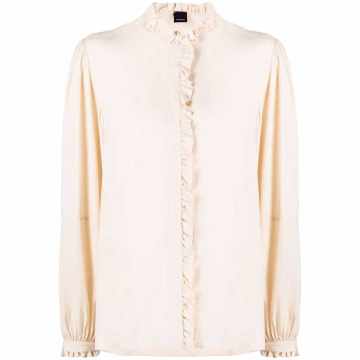 ruffled trim long-sleeve blouse