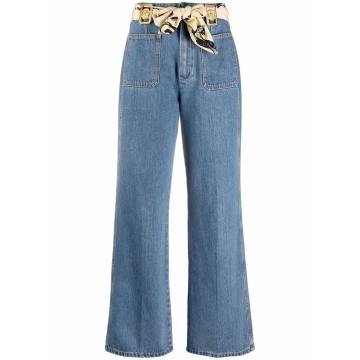 high-waisted scarf-detail jeans