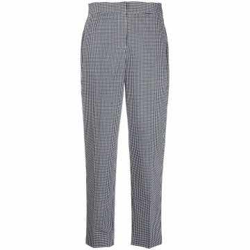 checker-print trousers