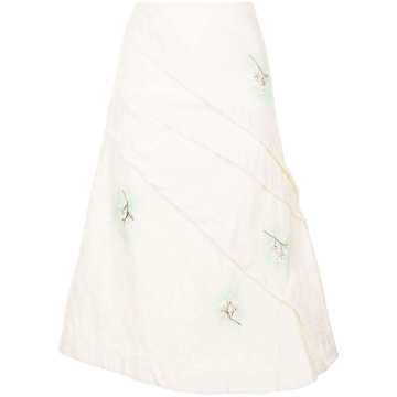 pearl-embellished mid-length skirt