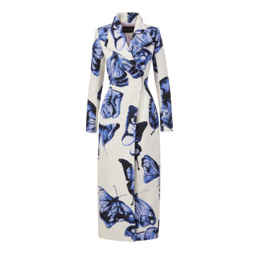 Butterfly Printed Wool-Blend Coat