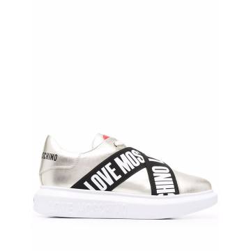 logo tape lace-up sneakers