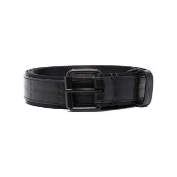 embossed-logo leather belt