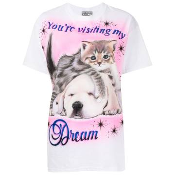 airbrush kitten-print T-shirt