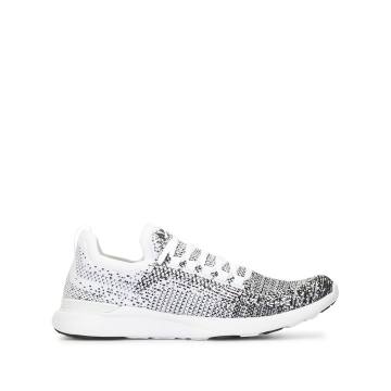 woven lace-up trainers