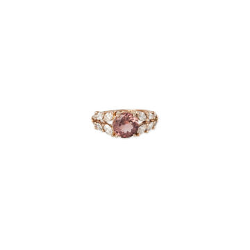 14K Rose Gold Pink Tourmaline & Diamond Ring