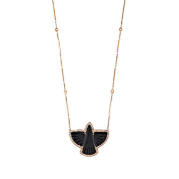 14K Gold Onyx Thunderbird Necklace