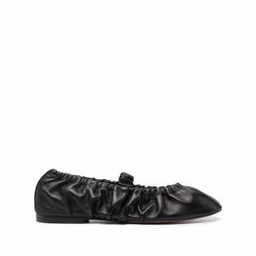 ruched leather ballerina shoes