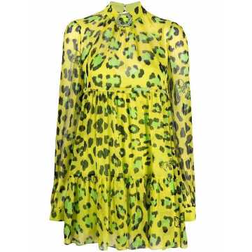 leopard-print silk dress