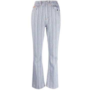 striped high-waist jeans