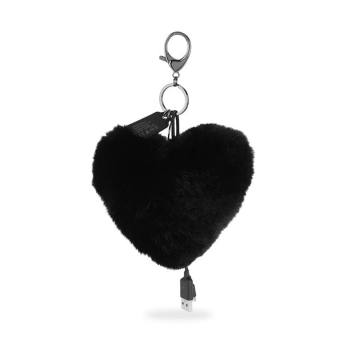 Heart Shaped Faux Fur Power Puff Keychain