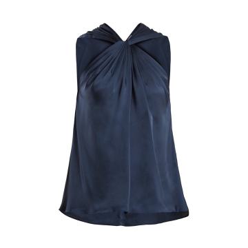 Blaine twisted-front satin-twill top