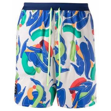 abstract-print drawstring-waist running shorts