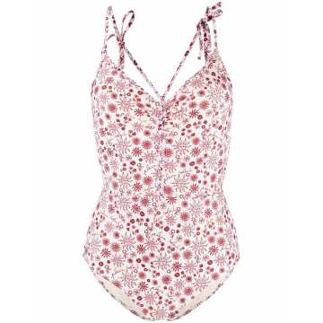 floral-embroidered swimsuit
