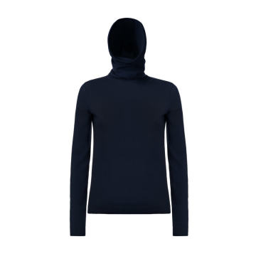 Long Sleeve Hooded Snood Cashmere Sweater