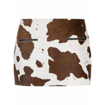 cow hide-effect mini skirt
