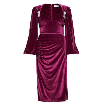 Aubrey Embellished Velvet Midi Dress