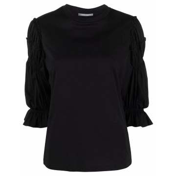 puff-sleeve cotton top