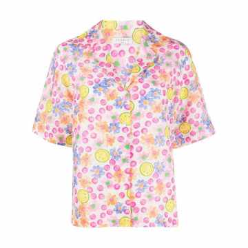 花卉印花短袖衬衫