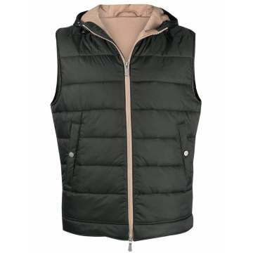 hooded quilted gilet