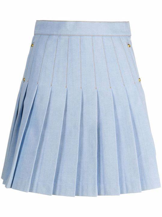 contrast-stitch pleated mini skirt展示图