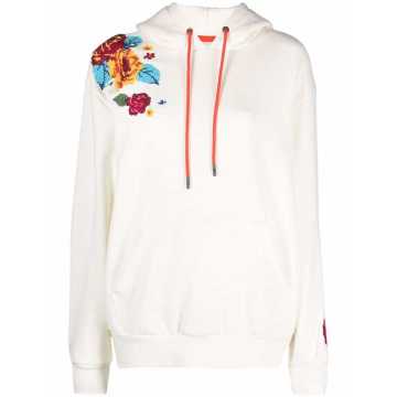 needlepoint floral-embroidered hoodie