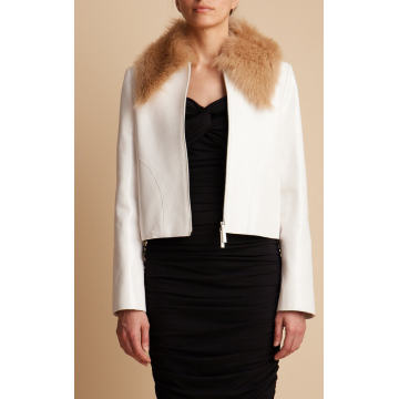 Sharon Faux Fur-Trimmed Leather Jacket