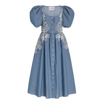 Embroidered Cotton A-Line Dress