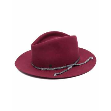 logo-strap wool fedora hat