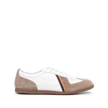 panelled leather trainers